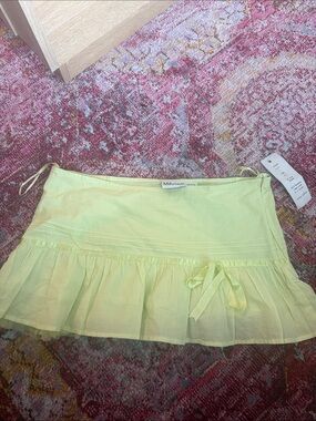 Milly Yellow/green Ruffle Mini Skirt
